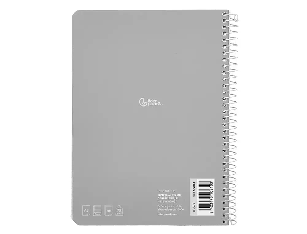 Cuaderno espiral liderpapel smart tapa blanda 80h rayado montessori 5mm colores surtidos