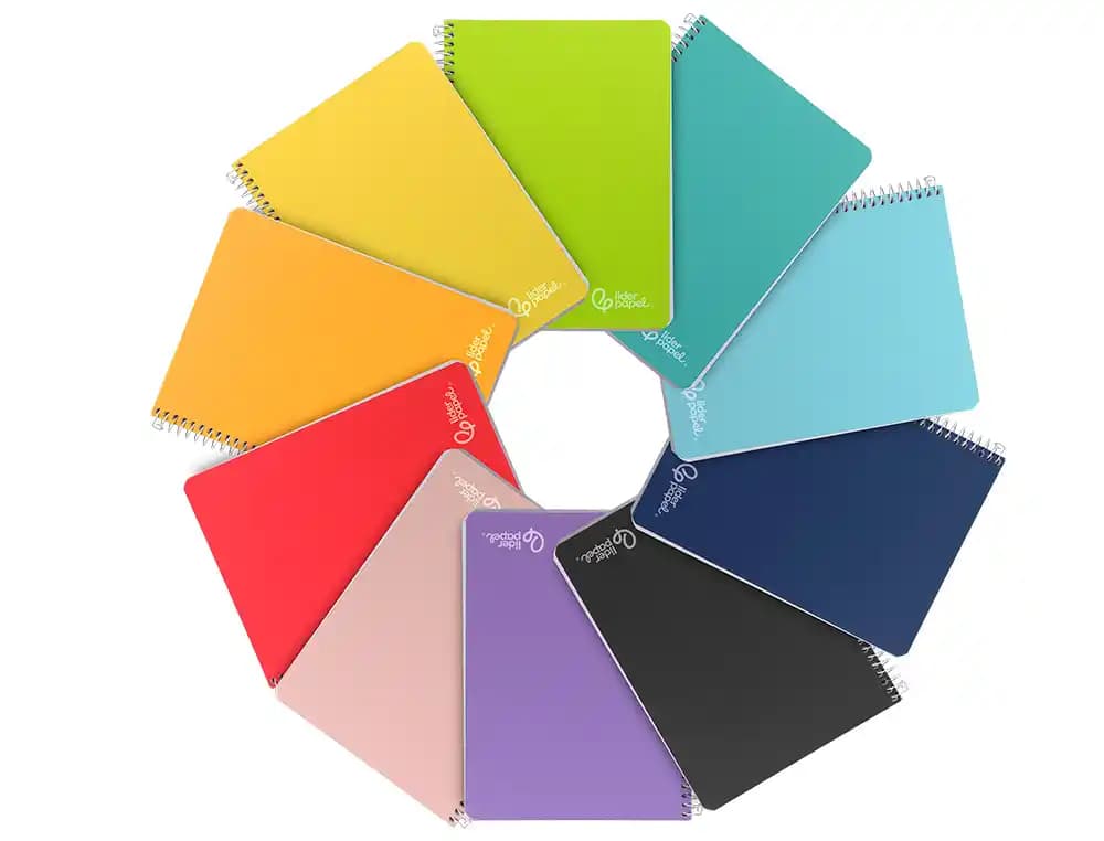 Cuaderno espiral liderpapel a5 witty tapa dura 80h 90gr rayado horizontal 8mm con margen colores surtidos