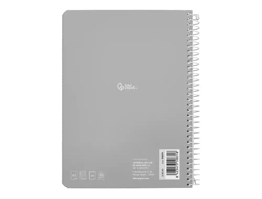 Cuaderno espiral liderpapel a5 witty tapa dura 80h 90gr pauta ancha 3,5mm con margen colores surtidos