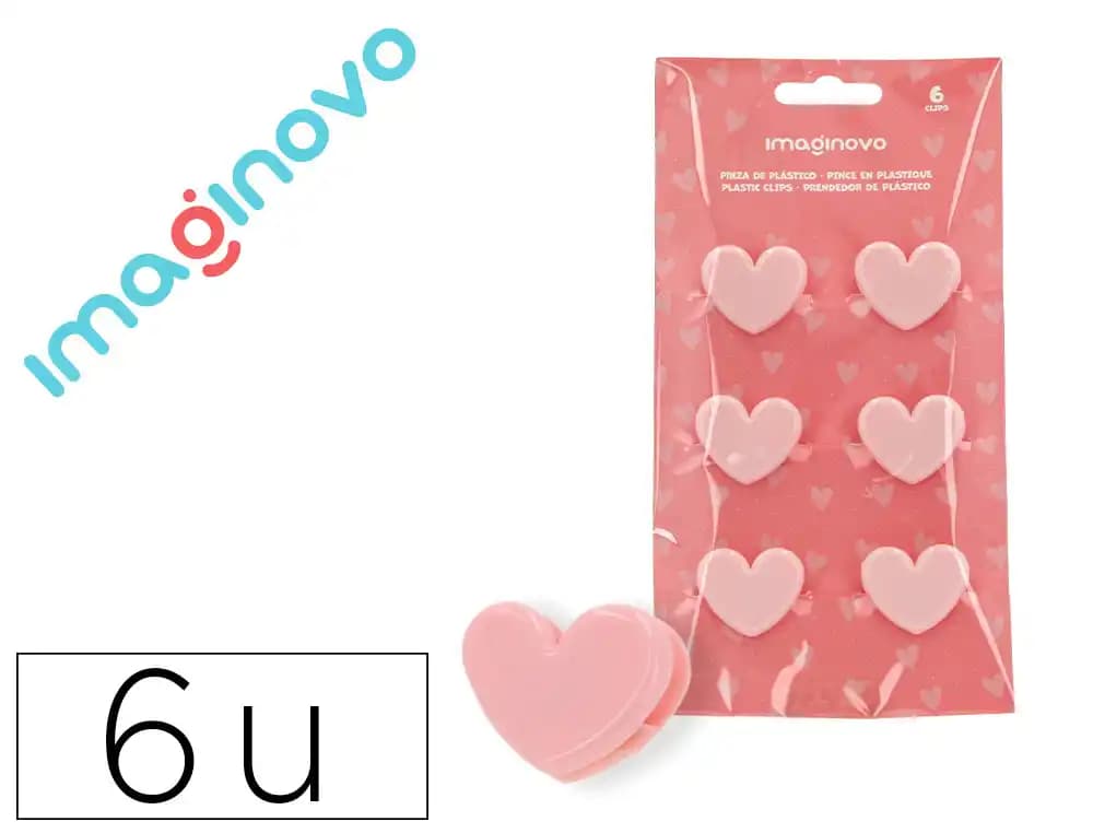 Imaginovo Pinza de plástico Imaginovo corazones 45x40x30mm en blíster de 6 unidades