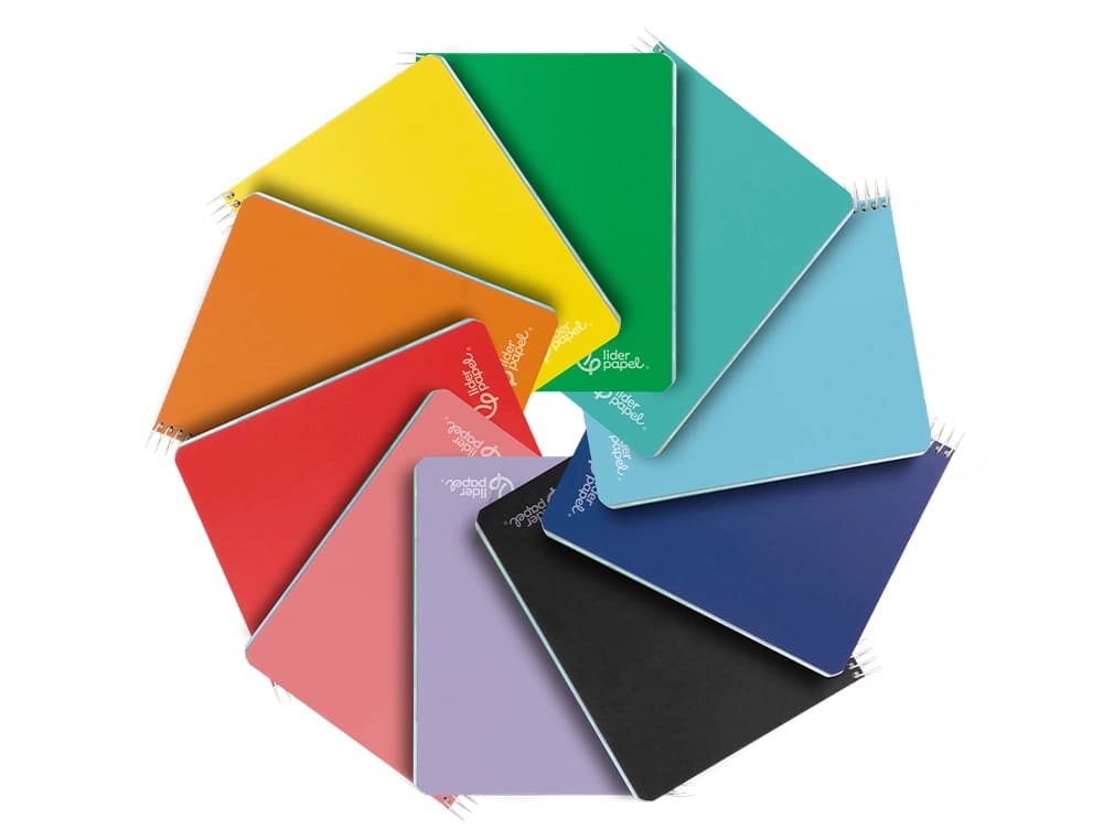 Cuaderno espiral liderpapel a5 micro witty tapa dura 120h 90gr horizontal 8mm 5 bandas 6 taladros colores surtidos