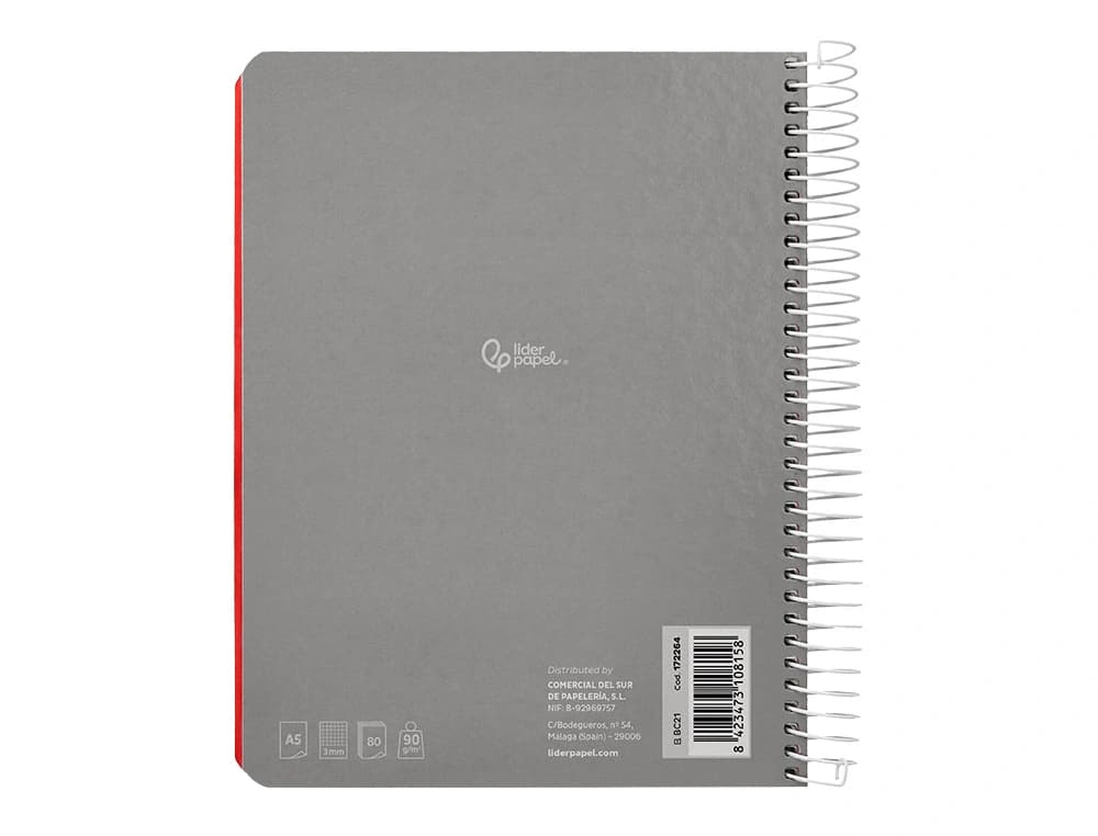Cuaderno espiral liderpapel a5 micro witty tapa dura 120h 90gr horizontal 8mm 5 bandas 6 taladros colores surtidos