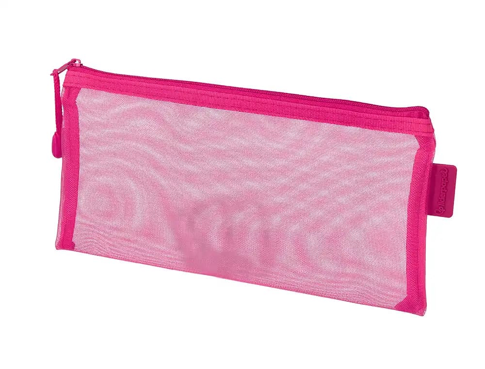 Bolsa multiusos Liderpapel Zipper Bag de poliéster transpirable, tamaño ticket de 230 × 115 mm – Rosa