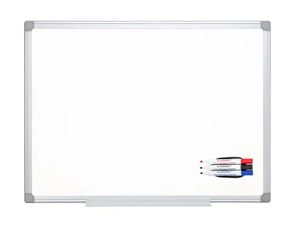 Borrador q-connect magnetico para pizarra blanca con 3 rotuladores azul negro y rojo