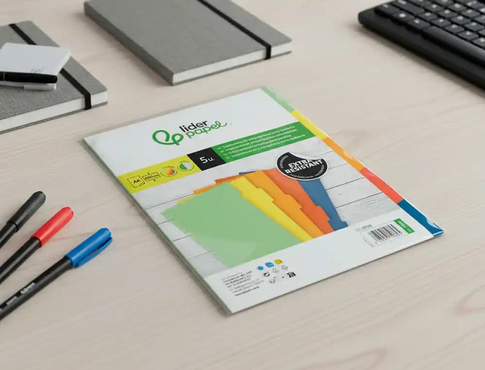 Separador liderpapel polipropileno juego de 5 separadores a4 multitaladro 500 micras