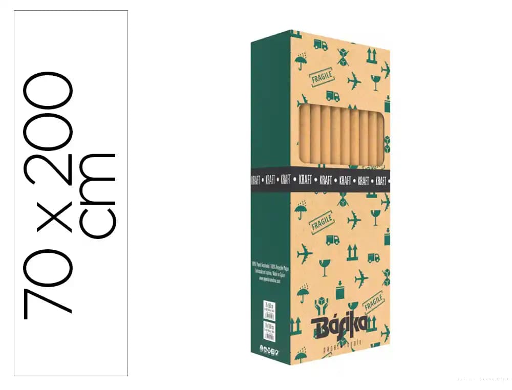 Basika Papel de regalo basika kraft liso rollo ancho 70 cm longitud 2 m gramaje 50 g