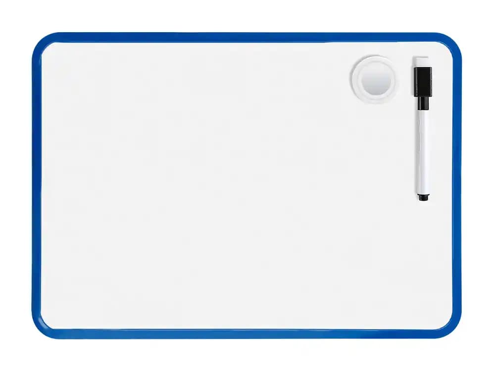 Pizarra blanca liderpapel 21x30 cm magnetica doble cara lisa con rotulador iman y borrador