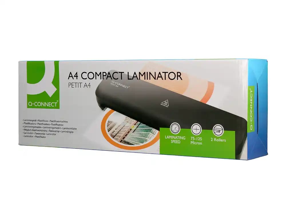Plastificadora q-connect compacta kf19061 din a4 plastificado caliente/frio luces ready/power 2 rodillos