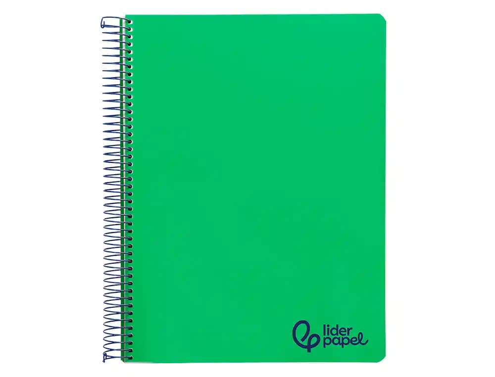 Cuaderno espiral liderpapel a4 micro wonder tapa plastico 120h 90gr cuadro 5mm 5 bandas 4 taladros color verde oscuro