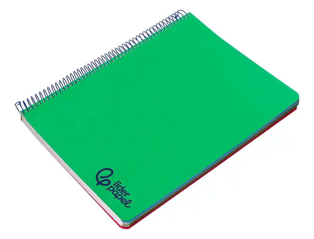 Cuaderno espiral liderpapel a4 micro wonder tapa plastico 120h 90gr cuadro 5mm 5 bandas 4 taladros color verde oscuro