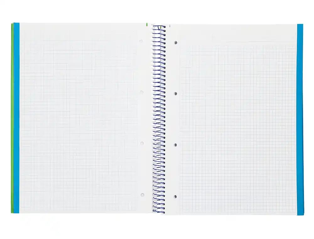 Cuaderno espiral liderpapel a4 micro wonder tapa plastico 120h 90gr cuadro 5mm 5 bandas 4 taladros color verde oscuro