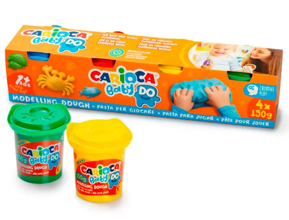 Carioca Pasta de modelar Carioca Baby Do, caja de 4 botes de 150 ml en colores surtidos