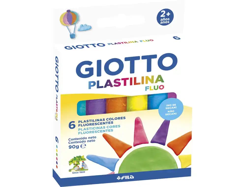 Giotto Plastilina Giotto colores fluo, blíster de 6 barras de 15 g