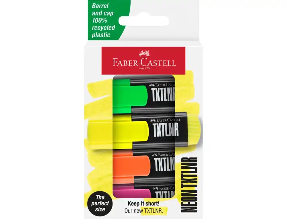 Faber castell Rotulador faber castell neon txtlnr fluorescente blister de 4 unidades colores surtidos