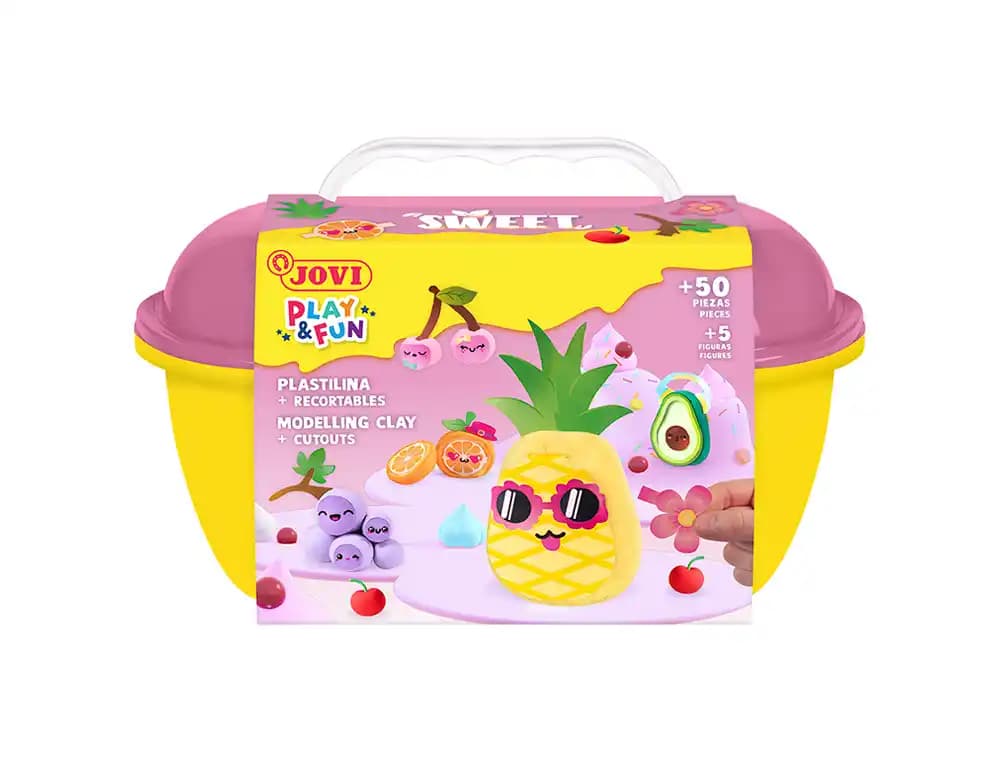 Jovi Plastilina Jovi Play & Fun, cofre temático con 24 barras de 15 g, 4 temas