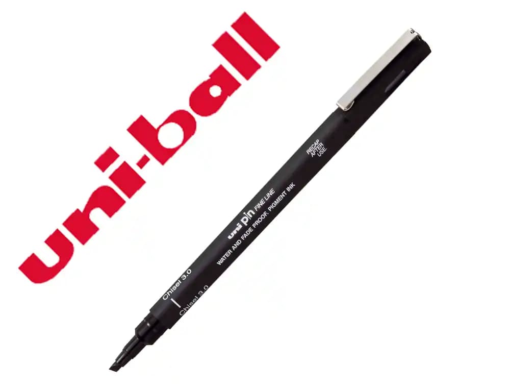 Uniball Rotulador uniball pin calibrado punta biselada 3 mm color negro
