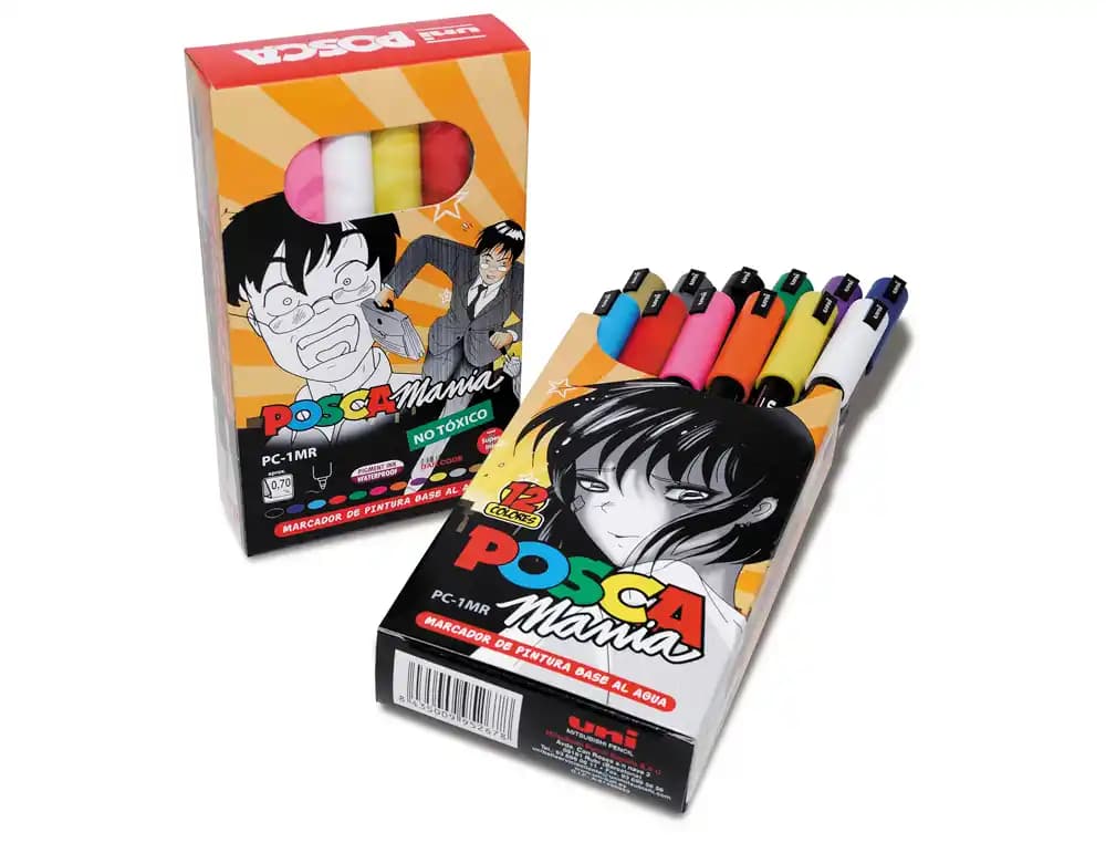 Posca Rotulador uni posca mania pc-1mr marcador de pintura punta extrafina 0,7mm caja de 12 unidades colores surtidos