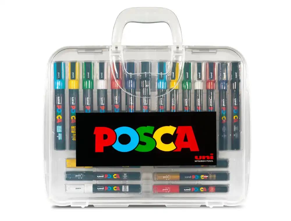 Posca Rotulador uni posca marcador de pintura punta conica maletin pvc de 20 unidades colores surtidos