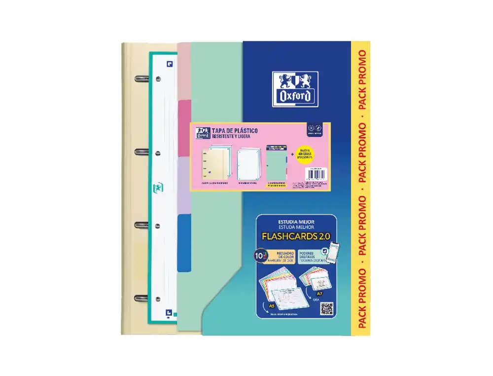 Pack carpeta Oxford EuropeanBinder Live&Go A4+ + recambio 80h + juego 5 separadores