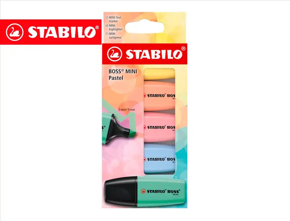 Stabilo Rotulador stabilo boss fluorescente mini pastel estuche de 5 unidades colores surtidos