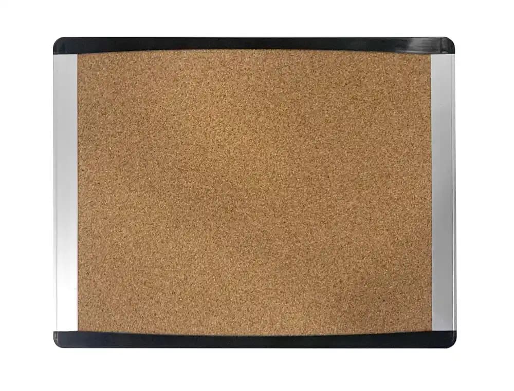 Pizarra corcho bi-office inka reciclado marco de aluminio y laterales plastico negro 580x450 mm