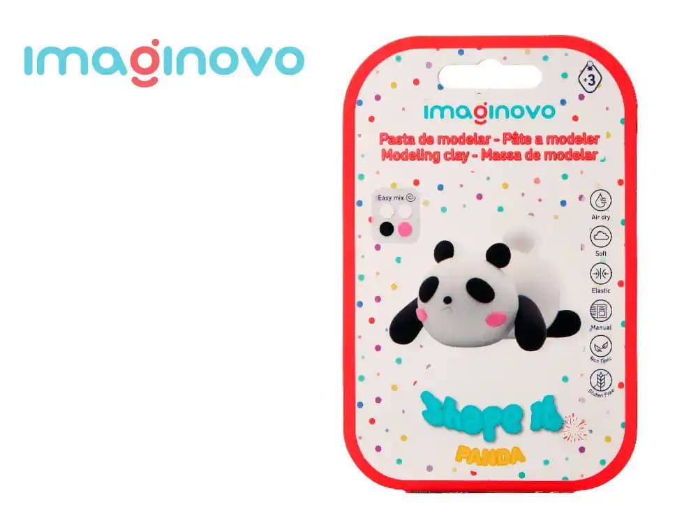 Pasta de modelar Imaginovo de secado al aire, kit de figura con instrucciones, 19 modelos · Panda