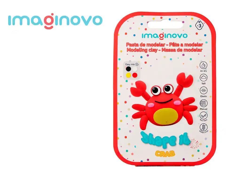 Pasta de modelar Imaginovo de secado al aire, kit de figura con instrucciones, 19 modelos · Cangrejo