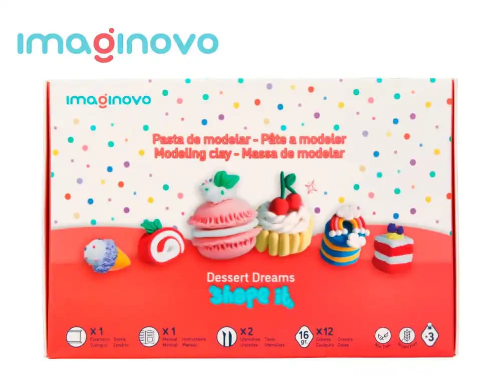 Imaginovo Pasta de modelar Imaginovo Shape it Dessert Dream de secado al aire, 12 colores y herramientas