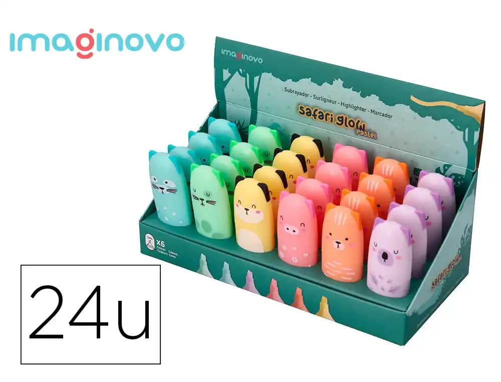 Imaginovo Rotulador imaginovo fluorescente safari glow pastel animales surtidos