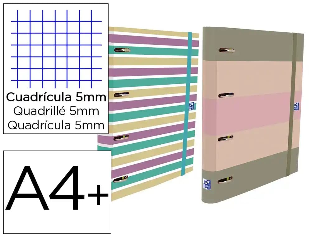 Oxford Carpeta 4 anillas Oxford europeanbinder tapa extradura DIN A4 + recambio 120 hojas cuadro 5 mm
