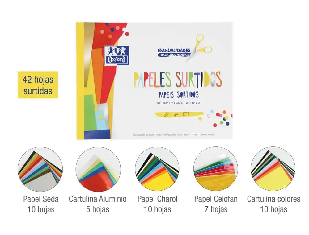 Oxford Bloc trabajos manuales Oxford DIN A4 multiple 42 hojas colores surtidos