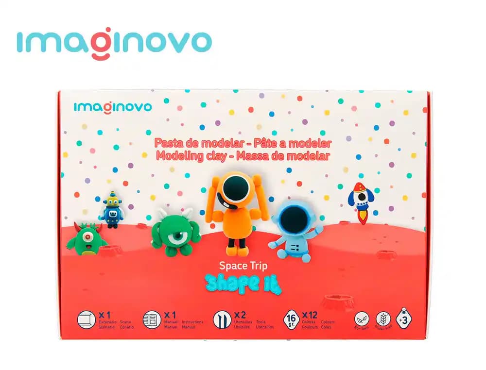 Imaginovo Pasta de modelar Imaginovo Shape it Space Trip de secado al aire, 12 colores y herramientas