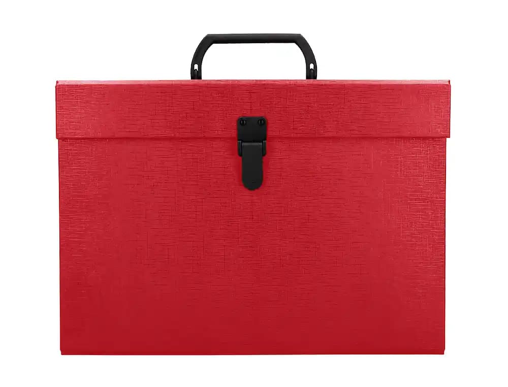 Maletin liderpapel con fuelle y asa carton forrado 19 departamentos 255x390x120 mm colores