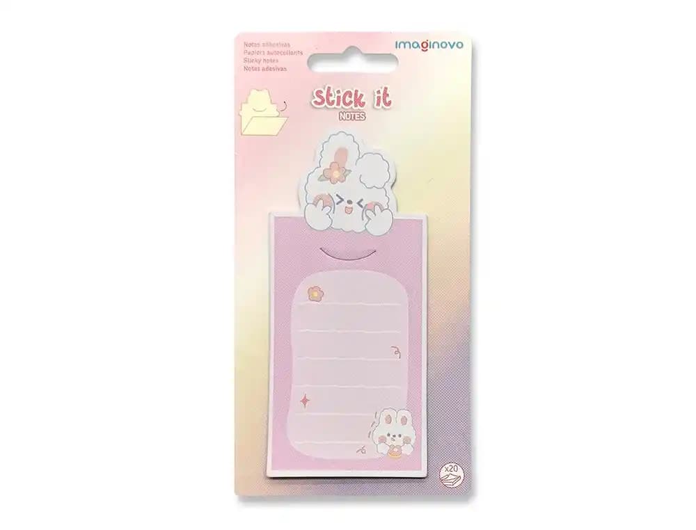 Bloc notas adhesivas imaginovo letter con mensaje trasero conejito 20 hojas 85x164 mm