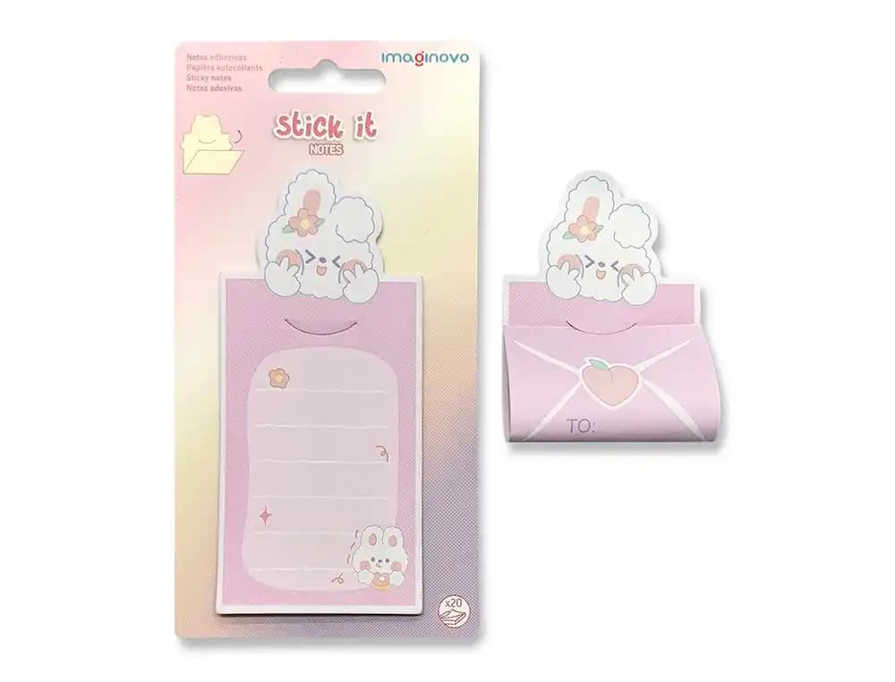 Bloc notas adhesivas imaginovo letter con mensaje trasero conejito 20 hojas 85x164 mm