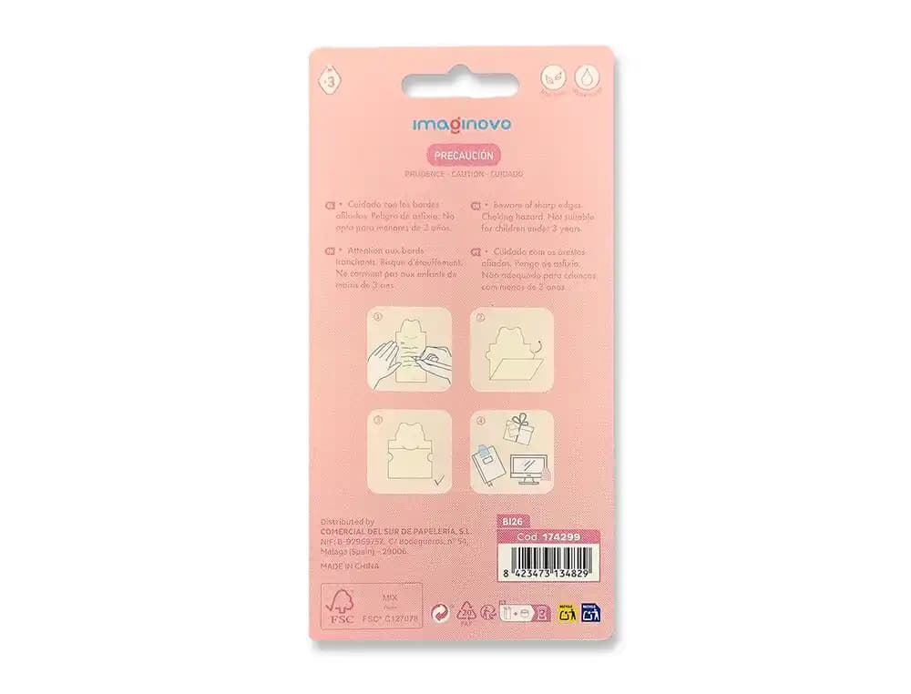 Notas adhesivas Imaginovo Letter conejito con mensaje trasero, 20 hojas de 85 × 164 mm – Azul