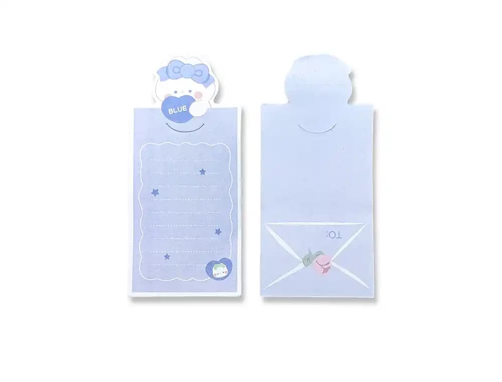 Notas adhesivas Imaginovo Letter conejito con mensaje trasero, 20 hojas de 85 × 164 mm – Azul