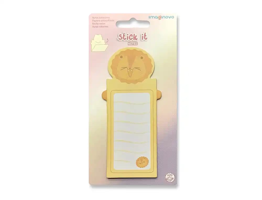 Bloc notas adhesivas imaginovo letter con mensaje trasero leon 20 hojas 85x164 mm