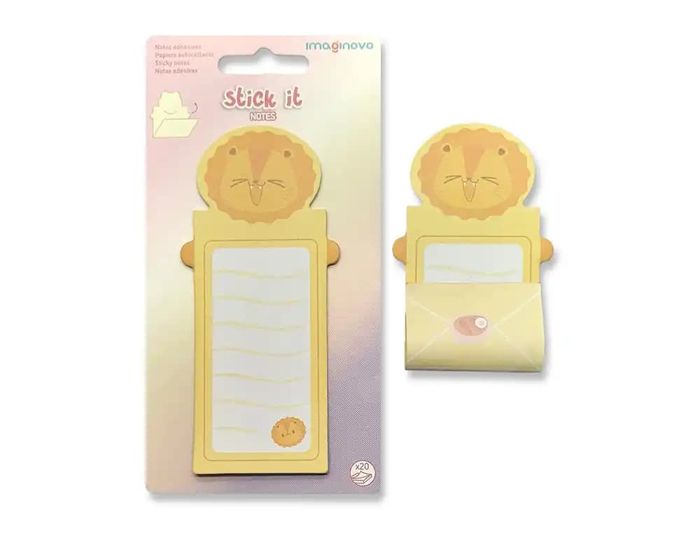 Bloc notas adhesivas imaginovo letter con mensaje trasero leon 20 hojas 85x164 mm