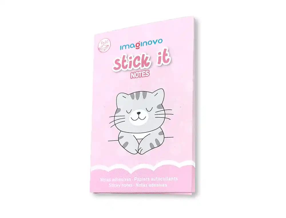 Notas adhesivas imaginovo stick it! notebook 20 notas adhesivas gatito tamaños surtidos