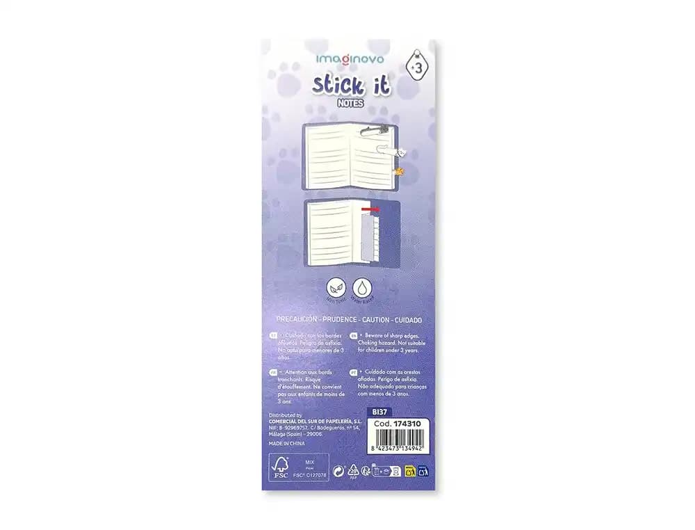 Bloc notas adhesivas imaginovo marcapaginas gato 120 hojas 8x15x48 mm