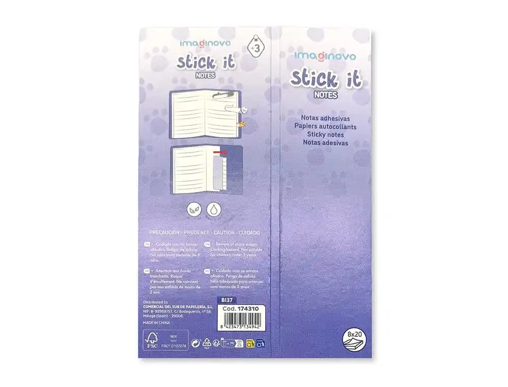 Bloc notas adhesivas imaginovo marcapaginas gato 120 hojas 8x15x48 mm