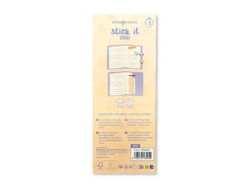 Bloc notas adhesivas imaginovo marcapaginas patita 120 hojas 8x15x48 mm