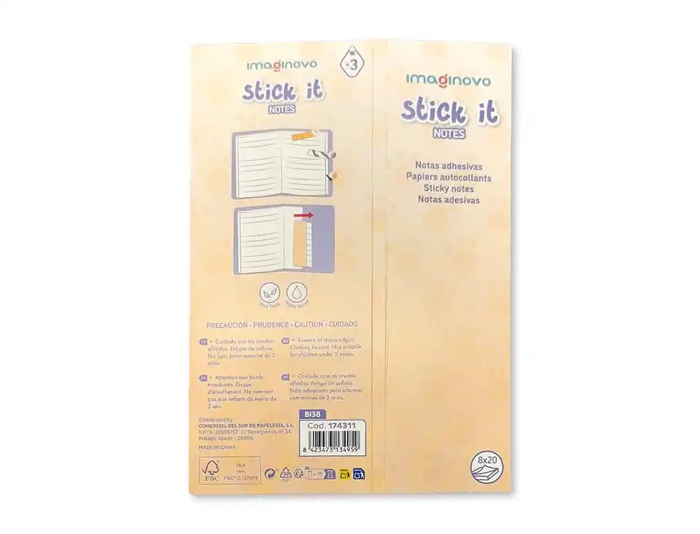 Bloc notas adhesivas imaginovo marcapaginas patita 120 hojas 8x15x48 mm