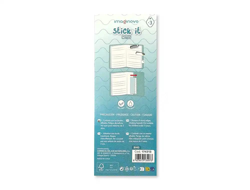 Bloc notas adhesivas imaginovo marcapaginas pingüin0 120 hojas 8x15x48 mm