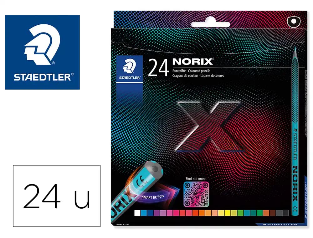 Staedtler Lápices de colores Staedtler norix con forma inteligente estuche de 24 unidades colores surtidos