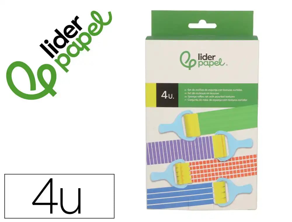 Liderpapel Esponja manualidades Liderpapel rodillo con texturas goma foam caja con 4 unidades