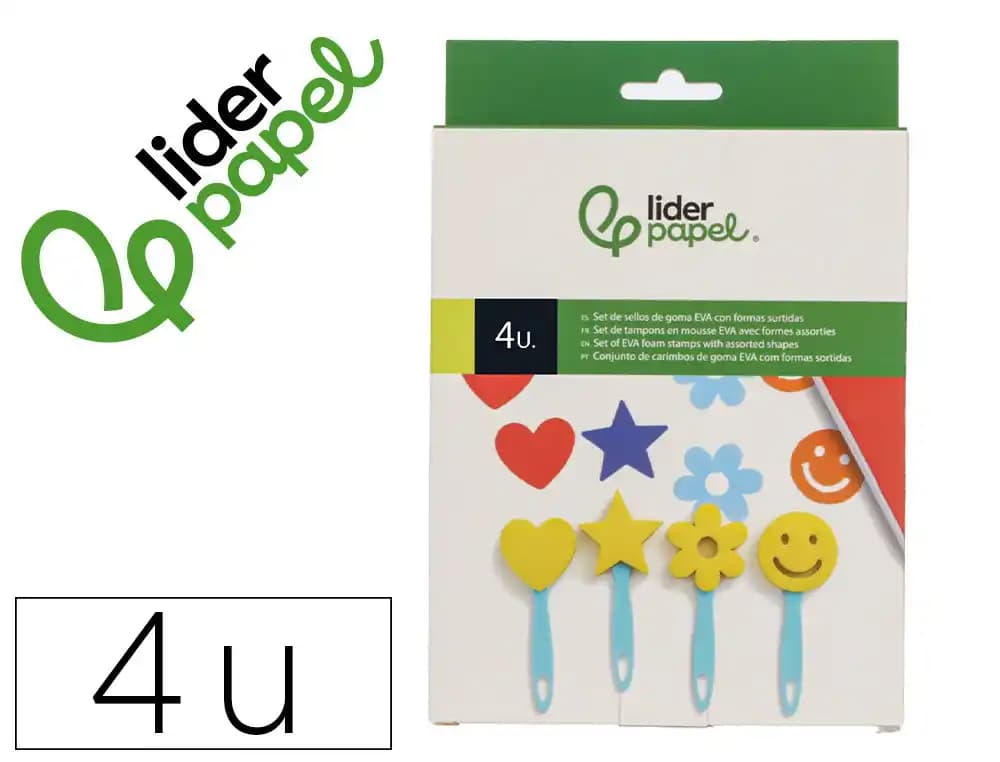 Liderpapel Esponja manualidades Liderpapel goma EVA espátula formas caja de 4 unidades unidades