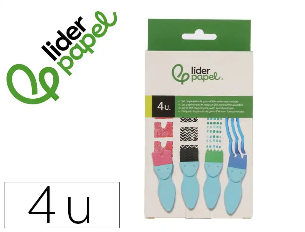 Liderpapel Esponja manualidades Liderpapel goma EVA pincel formas caja de 4 unidades