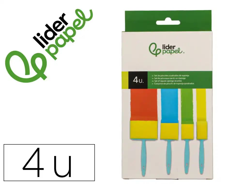 Liderpapel Esponja manualidades Liderpapel goma foam pincel cuadrado 25/40/50/75 mm caja de 4 unidades